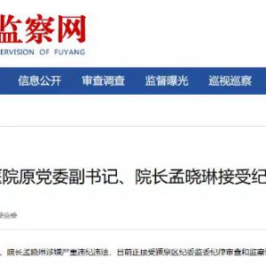 阜陽市第五人民醫(yī)院原黨委副書記、院長孟曉琳被查！